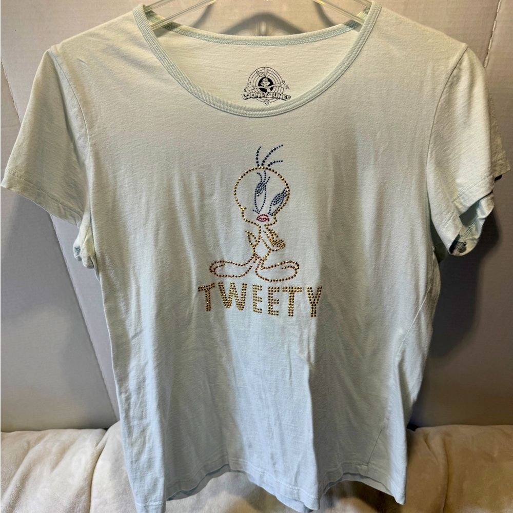Warner Brothers' Looney Tunes Tweety Bird Women’s White Size XL Bling T-Shirt